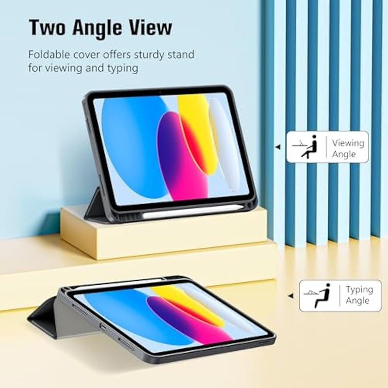 for iPad (A16) 11th Generation 11 Inch 2025/ iPad 10th Generation 10.9 Inch 2022 Case with Pencil Holder, Hybrid Cover with Soft TPU Back, Supports Touch ID, Auto Wake/Sleep -Grey - Image 5