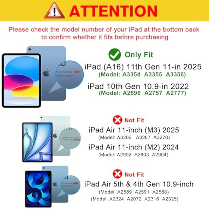 for iPad (A16) 11th Generation 11 Inch 2025/ iPad 10th Generation 10.9 Inch 2022 Case with Pencil Holder, Hybrid Cover with Soft TPU Back, Supports Touch ID, Auto Wake/Sleep -Grey - Image 2