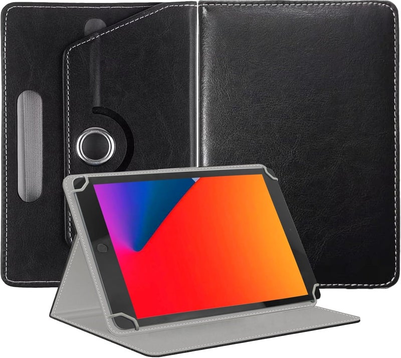 EKAM Universal Stand Folio Case Cover for All 8" Tablets (Fire HD 8, Lenovo Tab M8 8 inch, iPad Mini 5/4/3/2/1,iPad mini 6), PU Leather case Fit for all 8inch tablets (Black) - Image 1