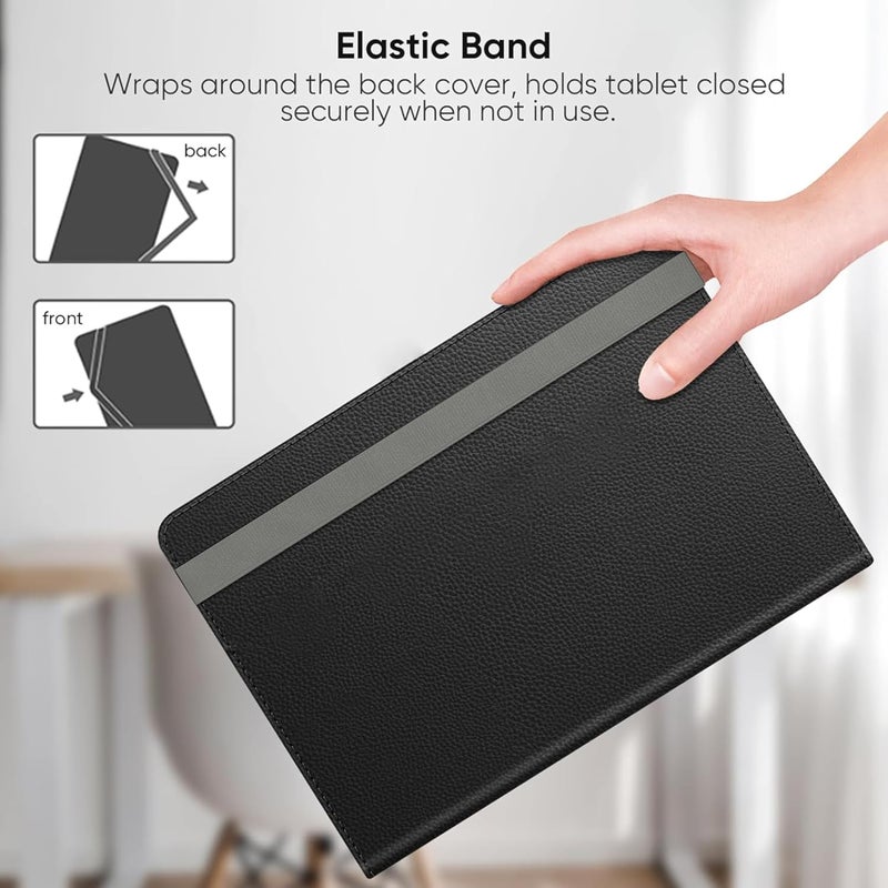 EKAM Universal Stand Folio Case Cover for All 8" Tablets (Fire HD 8, Lenovo Tab M8 8 inch, iPad Mini 5/4/3/2/1,iPad mini 6), PU Leather case Fit for all 8inch tablets (Black) - Image 5