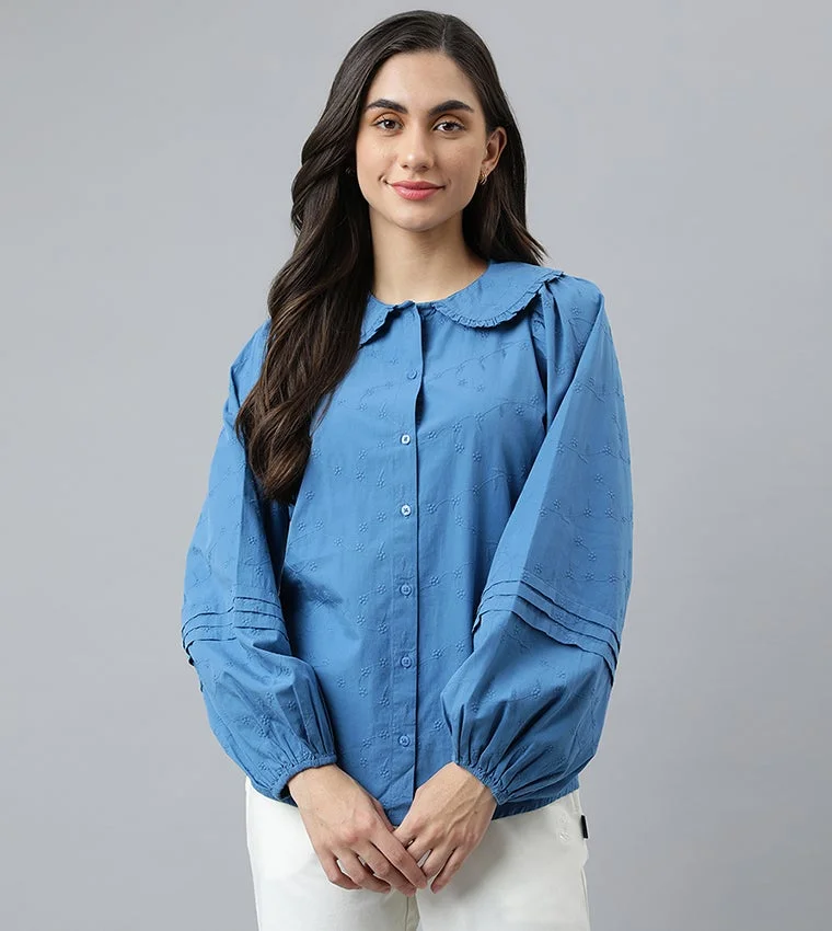 Embroidered Peter Pan Collar Top