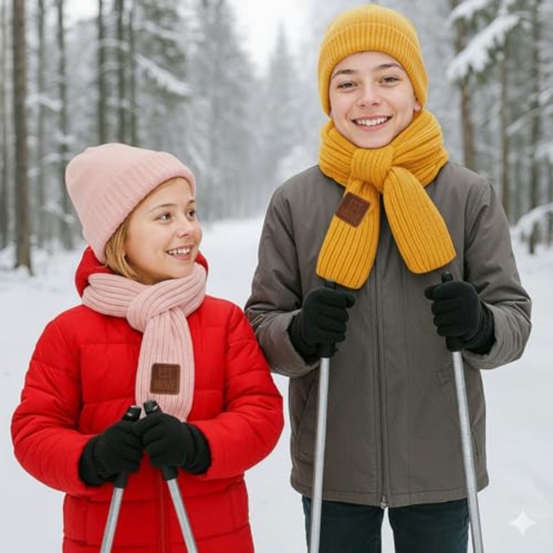 2 Pack Warm Winter Knit Scarves Soft Knitted Neck Warmer Scarf Warm Scarves Wrap for Boys Girls - Image 4