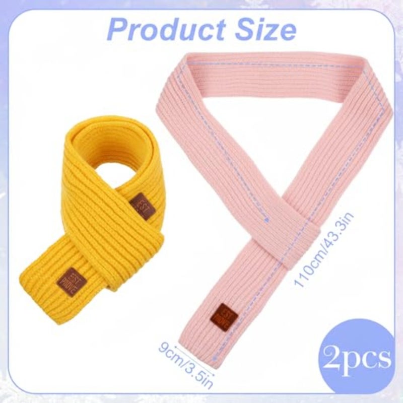 2 Pack Warm Winter Knit Scarves Soft Knitted Neck Warmer Scarf Warm Scarves Wrap for Boys Girls - Image 2