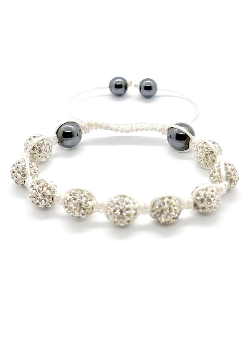 Smart Innovation - Shamballa Bracelet with 9 Crystal Disco Ball Beads and Adjustable Cord String - Image 1