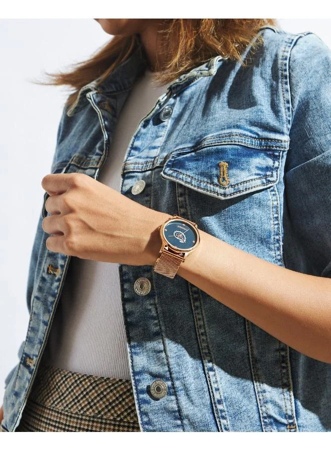 Chumbak Teal by Chumbak Paisley Watch,Stainless Steel Mesh Strap