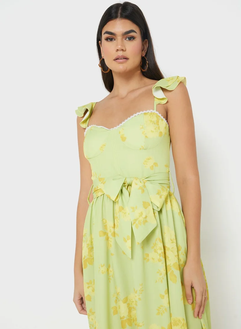 ELLA Floral Ruffle Midi Dress