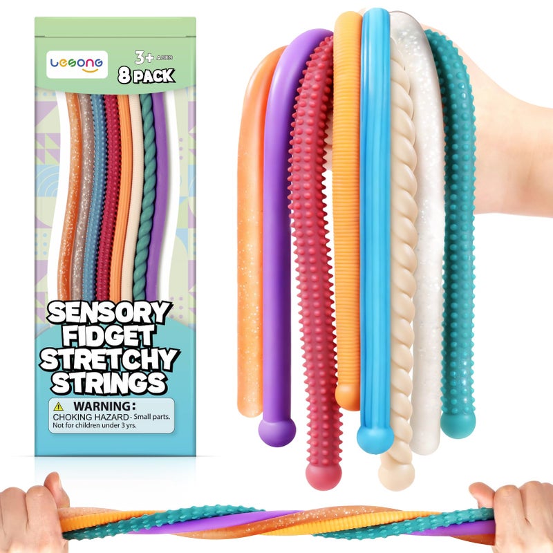 LESONG Fidget Sensory Autism Toys Kids Textured Stretchy Strings for Adults ADHD Children Stress Anxiety Flexible Durable Quiet Fidgets for Classroom Office Easter Stuffers Gifts Teens Boys Girls - Image 3