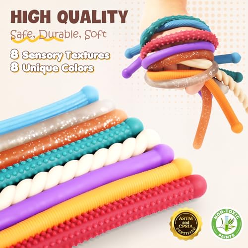LESONG Fidget Sensory Autism Toys Kids Textured Stretchy Strings for Adults ADHD Children Stress Anxiety Flexible Durable Quiet Fidgets for Classroom Office Easter Stuffers Gifts Teens Boys Girls - Image 5