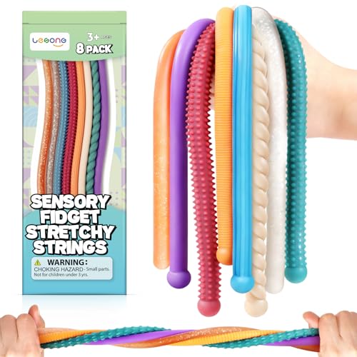 LESONG Fidget Sensory Autism Toys Kids Textured Stretchy Strings for Adults ADHD Children Stress Anxiety Flexible Durable Quiet Fidgets for Classroom Office Easter Stuffers Gifts Teens Boys Girls - Image 1
