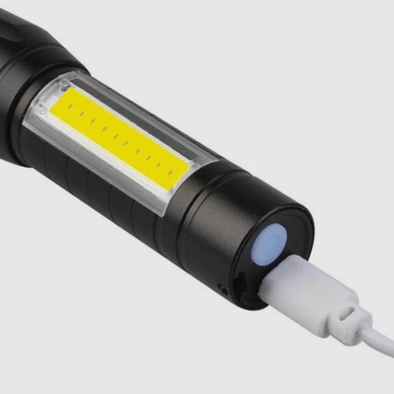 مصباح يدوي صغير قابل لإعادة الشحن عبر USB، عالي السطوع مع ضوء جانبي، للتخييم والاستخدام المنزلي. - Image 5