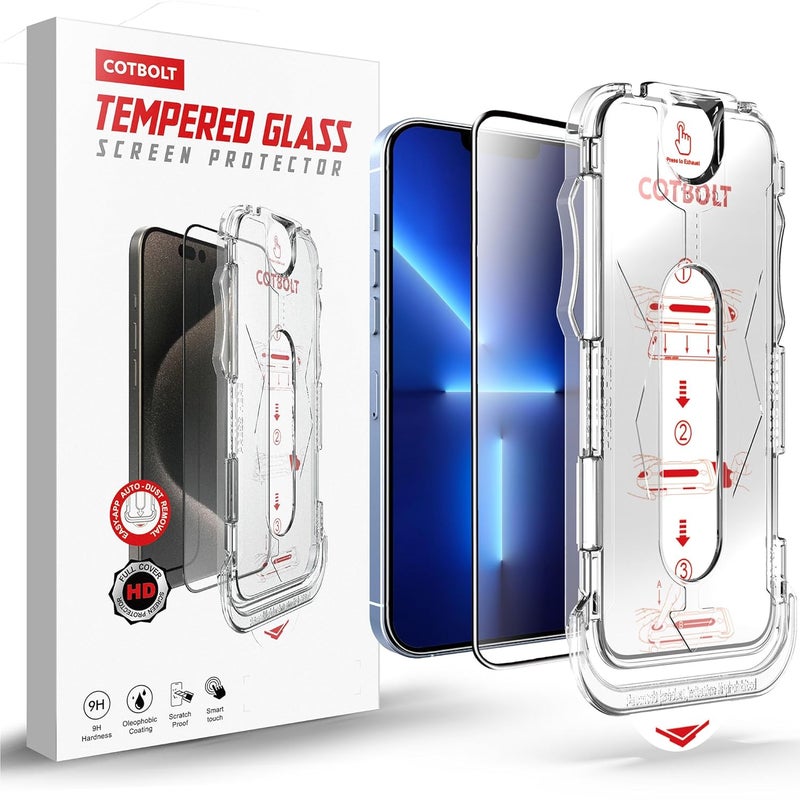 Cotbolt Tempered Glass for iPhone 13 Pro Max/iPhone 14 Plus Tempered Glass Screen Protector with (Easy Installation Kit) Anti Scratch, Bubble Free - Image 3