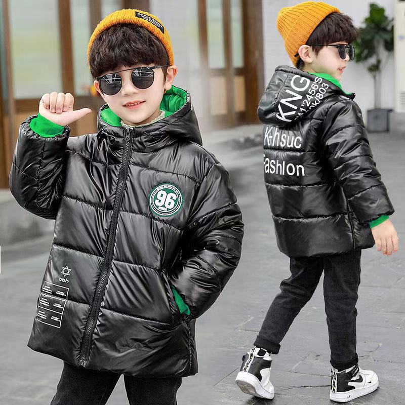 Children'S Cotton-Padded Clothes Winter Cotton And Thickening Warm Bright Leather Wash-Free Down Cotton-Padded Jacket Boy'S Waterproof Cold-Proof Winter Coat - Image 1