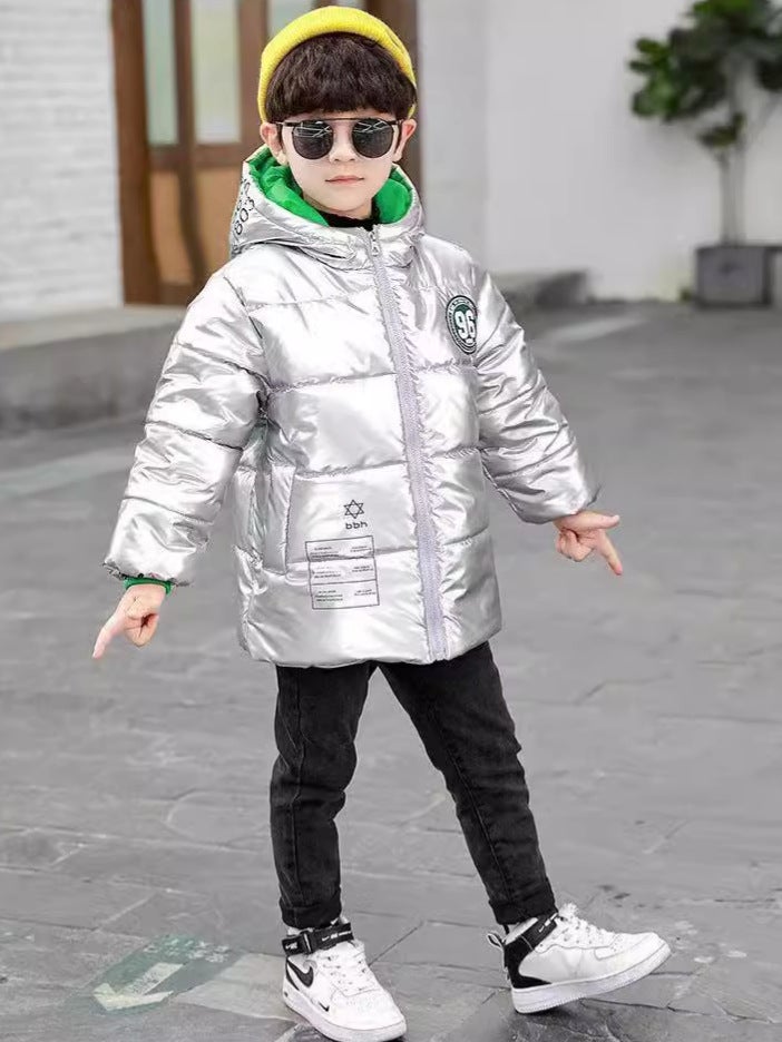 Children'S Cotton-Padded Clothes Winter Cotton And Thickening Warm Bright Leather Wash-Free Down Cotton-Padded Jacket Boy'S Waterproof Cold-Proof Winter Coat - Image 2