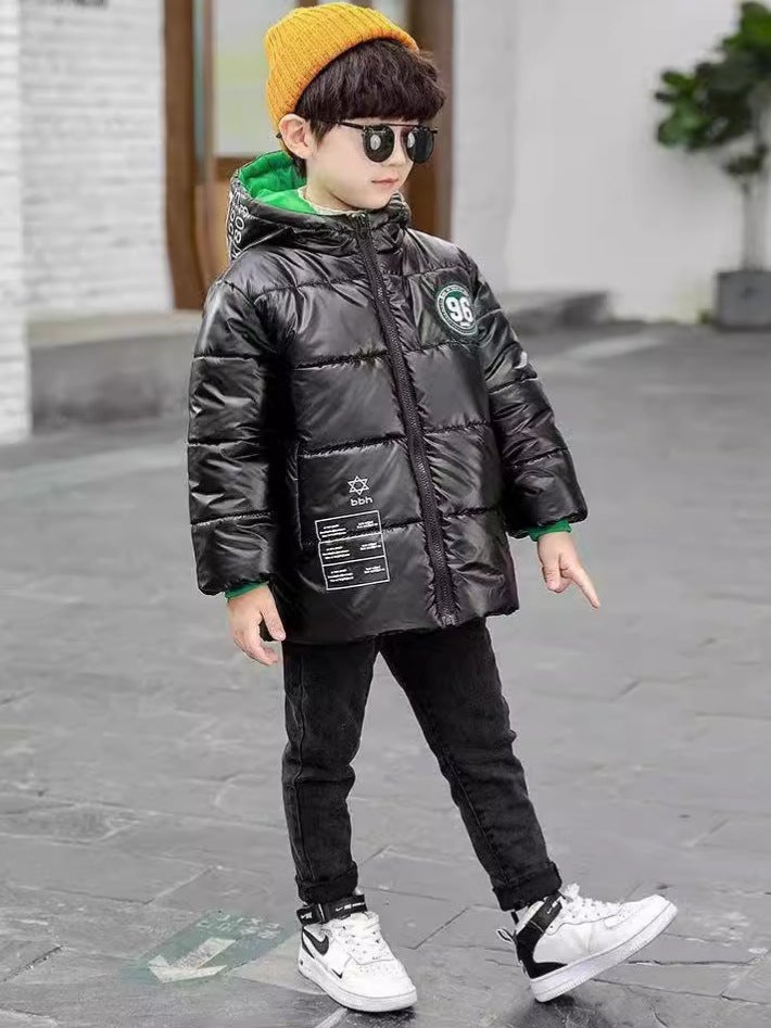 Children'S Cotton-Padded Clothes Winter Cotton And Thickening Warm Bright Leather Wash-Free Down Cotton-Padded Jacket Boy'S Waterproof Cold-Proof Winter Coat - Image 3