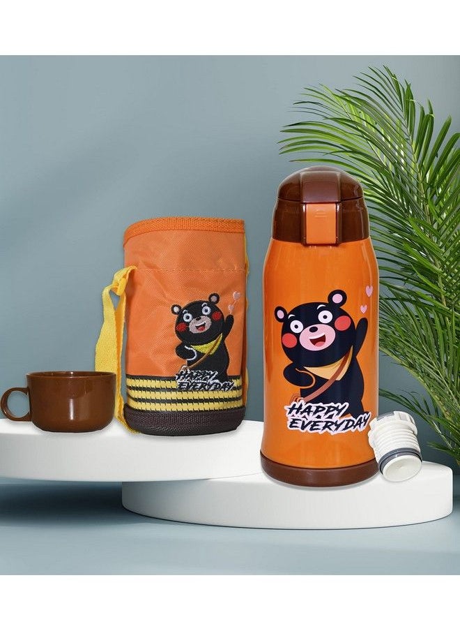 The Little Lookers - Stainless Steel Insulated Sipper Bottle For Kids Sipper School Bottle Sipper Bottle With Straw Travelling Water Bottle For Kids With Pop Up Straw (Orange (550 Ml)) - Image 1