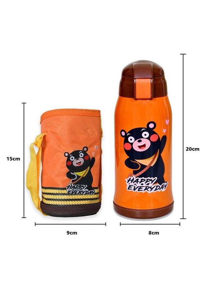 The Little Lookers - Stainless Steel Insulated Sipper Bottle For Kids Sipper School Bottle Sipper Bottle With Straw Travelling Water Bottle For Kids With Pop Up Straw (Orange (550 Ml)) - Image 1