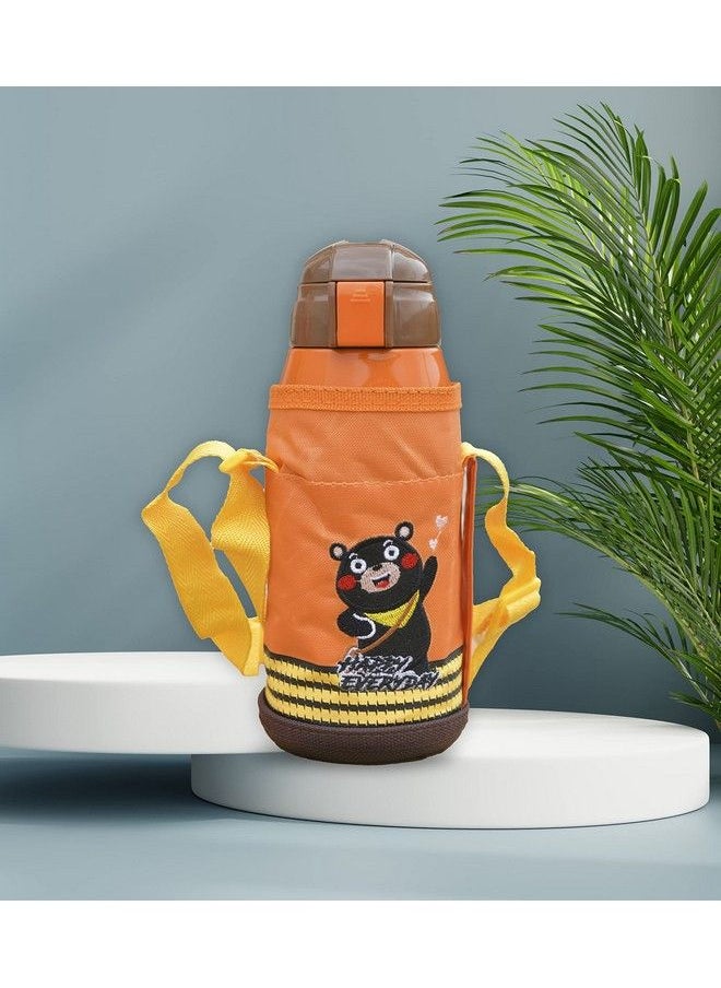 The Little Lookers - Stainless Steel Insulated Sipper Bottle For Kids Sipper School Bottle Sipper Bottle With Straw Travelling Water Bottle For Kids With Pop Up Straw (Orange (550 Ml)) - Image 1