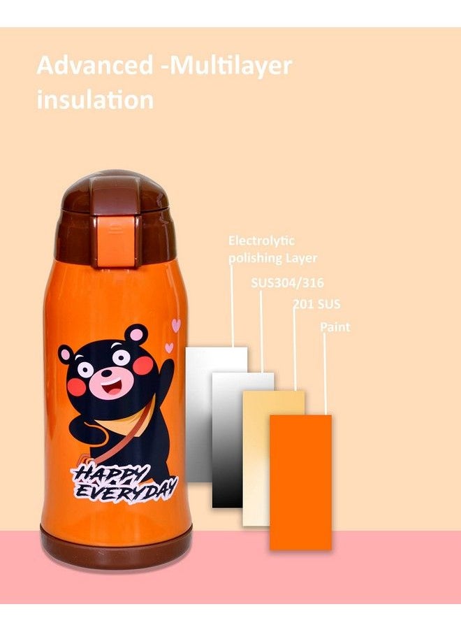 The Little Lookers - Stainless Steel Insulated Sipper Bottle For Kids Sipper School Bottle Sipper Bottle With Straw Travelling Water Bottle For Kids With Pop Up Straw (Orange (550 Ml)) - Image 1