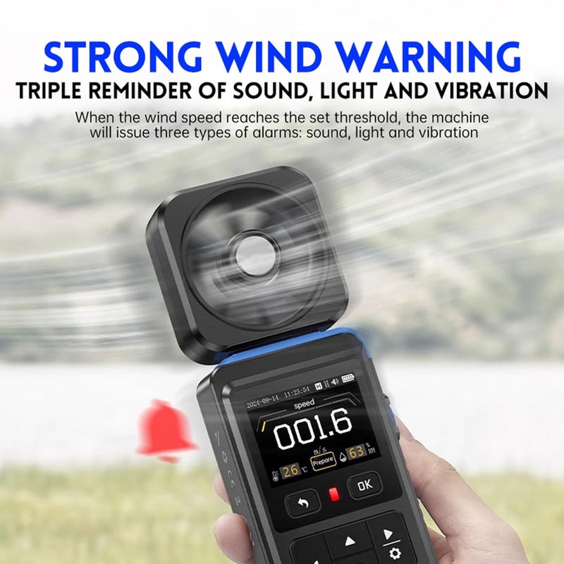 Pocket Digital Anemometer Wind Speed Gauge with Temperature Humidity Meter - Image 5