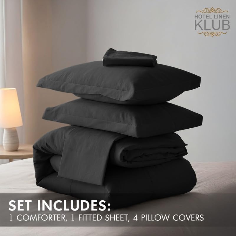 haode6-Piece Down Alternative Comforter Set-All-Season Ultra Soft Microfiber Duvet Set Lightweight and Cozy, Size: 240x260 cm-Stylish Hotel Quality Bedding for Year-Round Use - Image 4