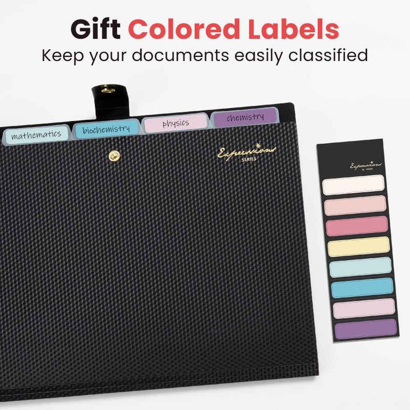 Sooez Accordion File Organizer, Letter Size Expanding File Folder with Labels, 5 Pocket Folders for Document, Portable Paper Bill Receipt Organizer for Home School Office Supplies, A4 Size, Pink - Image 5