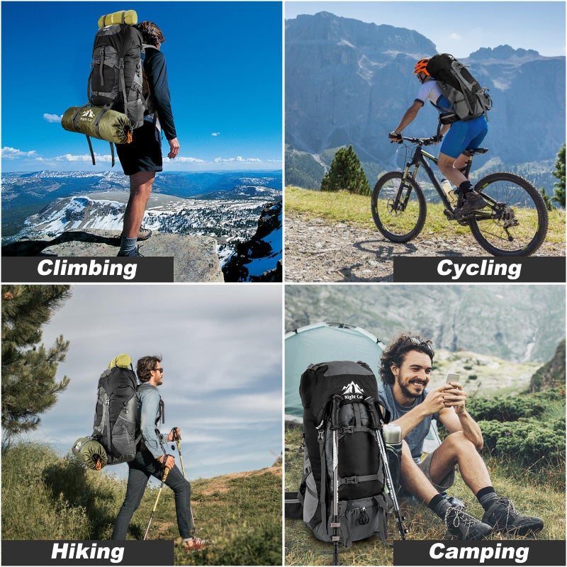Night Cat Hiking Backpacks 70L Camping Backpacking Packs For Men Women Lightweight Outdoor For Mountaineering Traveling, No Internal Frame - Image 5
