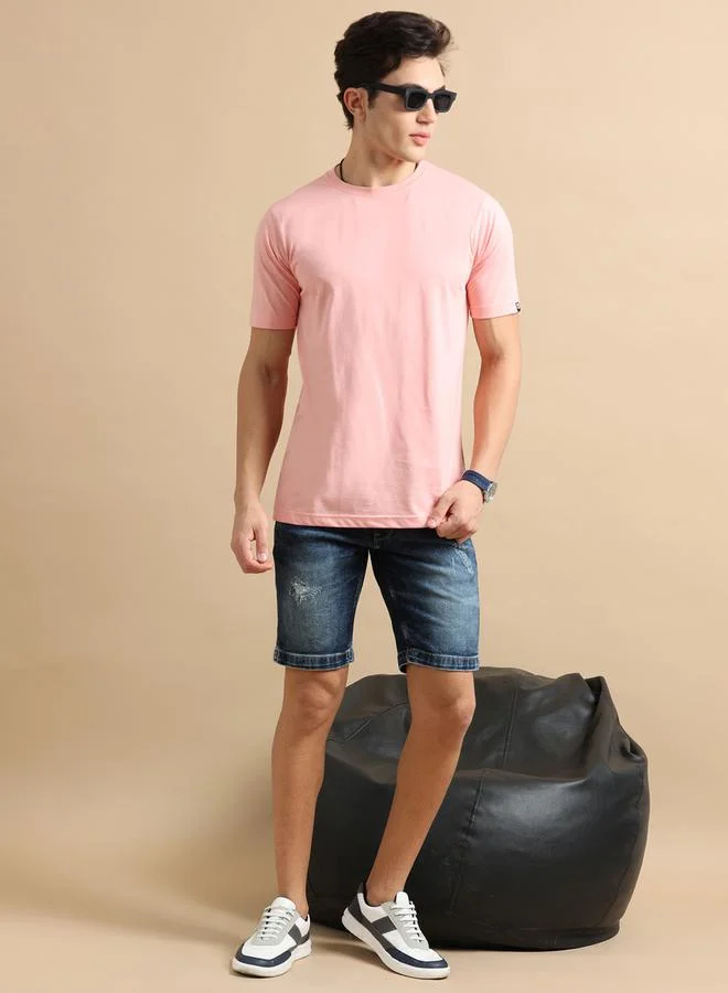 Bushirt Plain Round Neck Regular Fit T-Shirt by Styli