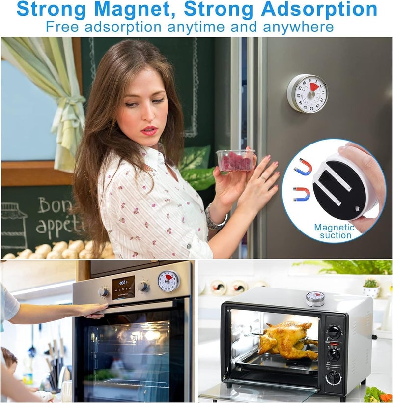 Honbuty Magnetic Mechanical Kitchen Timer Kid Visual Countdown Timer Round Visual Analog Timer Countdown Clock 60 Minute for for Kitchen Teacher Classroom Meeting Kids Children Adults - Image 5