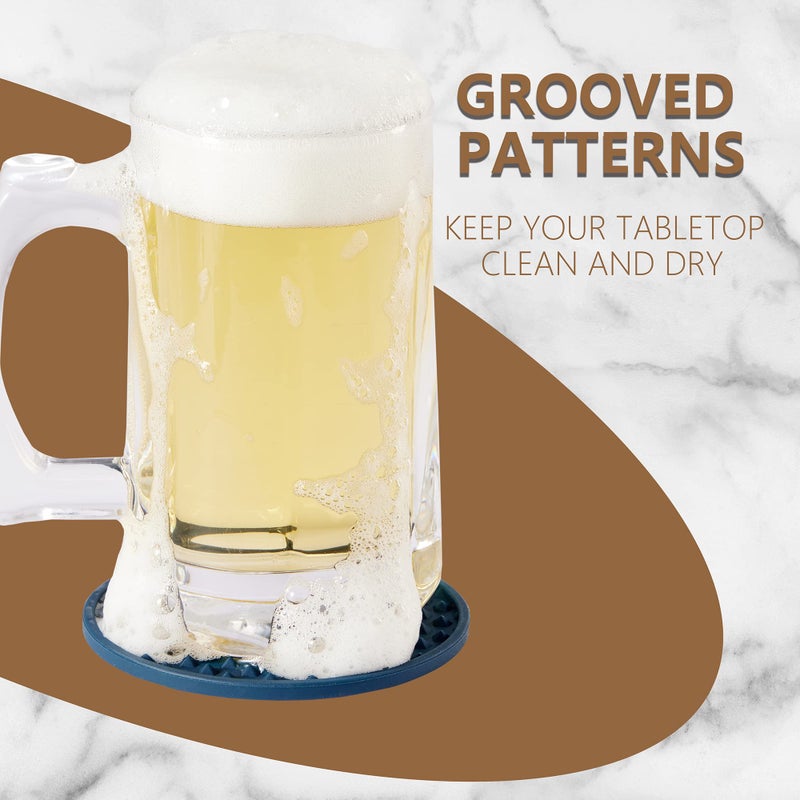 Coga Drink Coasters Set of 6 with Holder  Silicone Coasters Tabletop Protection for Any Table Type  Wood  Stone Tables  Dishwasher Safe  Coasters for Drinks Fits Any Size of Drinking Glasses Blue - Image 4