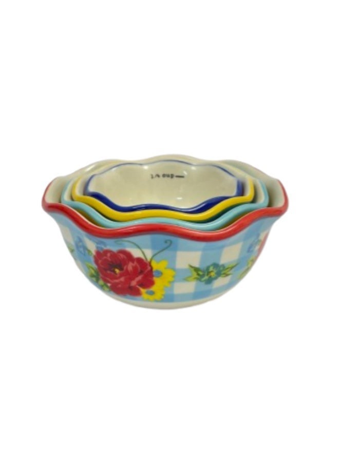 Floral Ceramic Measuring Cups 4 pcs Set - Image 1