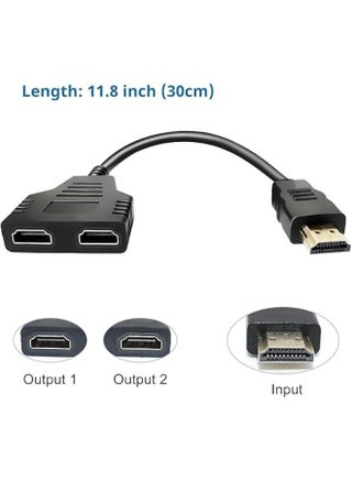 Hdmi Splitter Adapter Cable, Hdmi Male to Dual Hdmi Female 1 To 2 Way Hdmi Splitter Adapter Cable for Hdmi Hd, Led, Lcd, Tv, Can Watch Two Screens at the Same Time - view 3