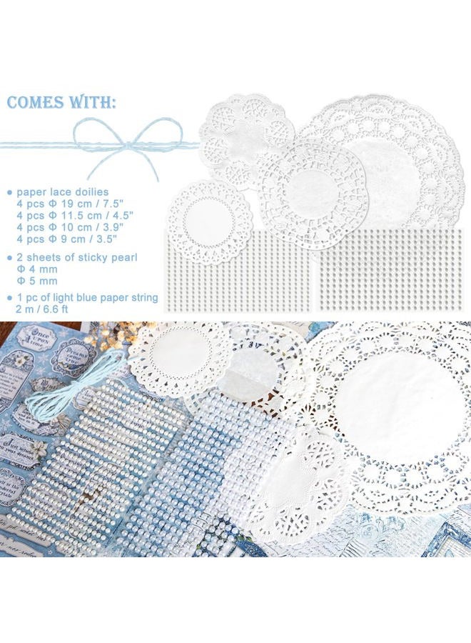 Mayplous Vintage Pattern Paper Scrapbooking Paper Decorative Paper Decoupage Paper with Pearl Sticker Paper String Round Doily Paper for Card Making Crafts Collage Gift Wrapping (Winter) - Image 3