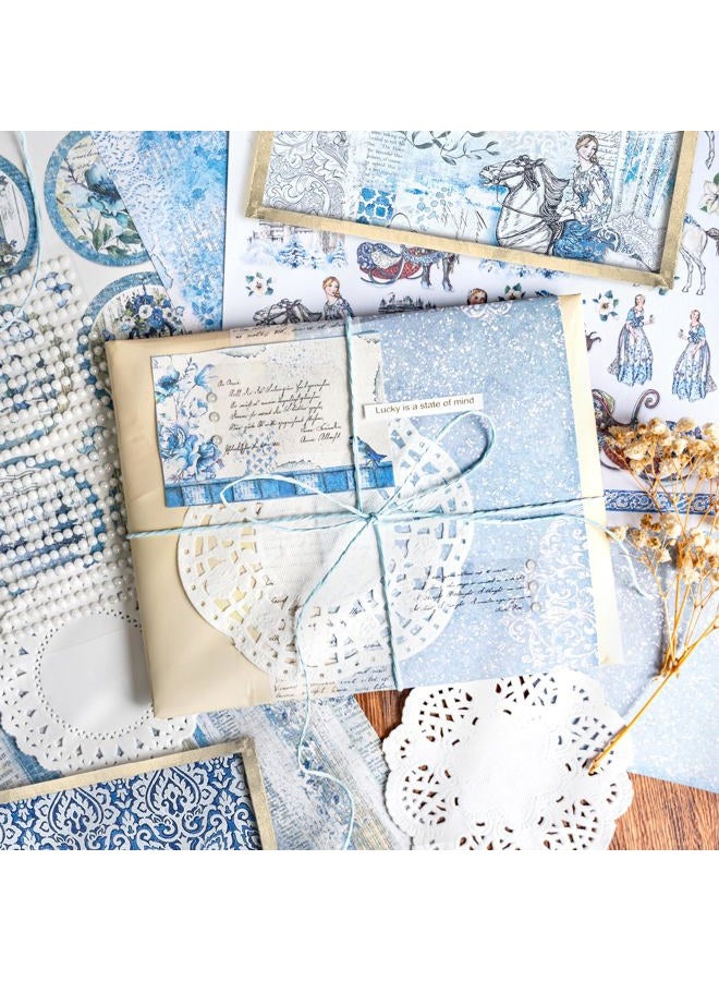 Mayplous Vintage Pattern Paper Scrapbooking Paper Decorative Paper Decoupage Paper with Pearl Sticker Paper String Round Doily Paper for Card Making Crafts Collage Gift Wrapping (Winter) - Image 5
