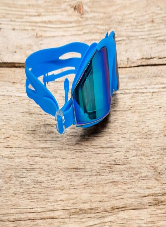 Protoner Swimming Goggles with UV Protection, Anti-Fog, Reflective Lenses, Built-in Earplugs (Blue) - Image 1