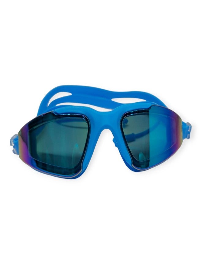 Protoner Swimming Goggles with UV Protection, Anti-Fog, Reflective Lenses, Built-in Earplugs (Blue) - Image 3