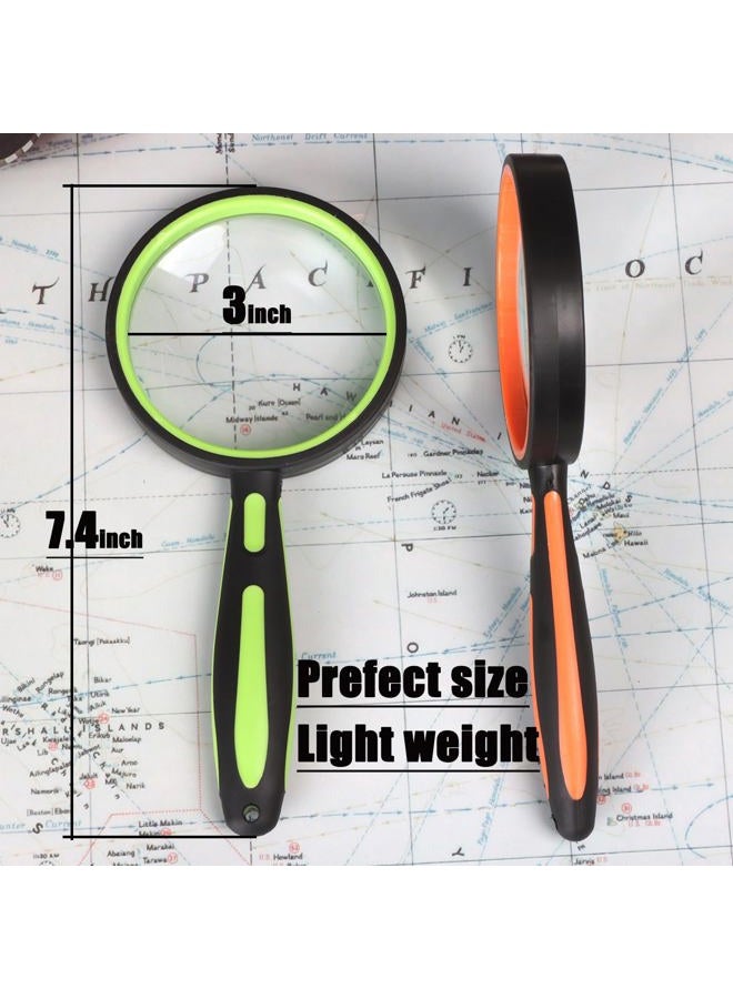 Ocim (2 Pcs) 10X Magnifying Glass, Handheld Reading Magnifier, 75mm Magnify Glasses Lens, Rubbery with Non-Slip Soft Handle for Seniors Reading and Kids Nature Exploration - Image 4
