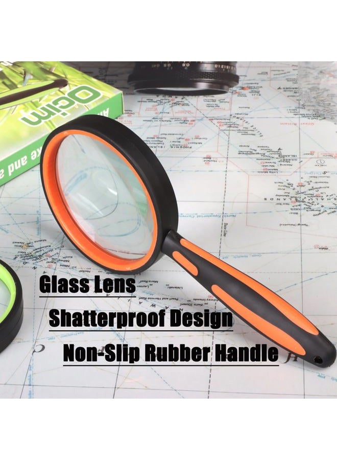 Ocim (2 Pcs) 10X Magnifying Glass, Handheld Reading Magnifier, 75mm Magnify Glasses Lens, Rubbery with Non-Slip Soft Handle for Seniors Reading and Kids Nature Exploration - Image 2