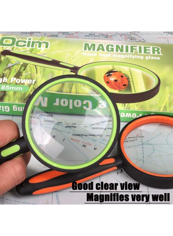 Ocim (2 Pcs) 10X Magnifying Glass, Handheld Reading Magnifier, 75mm Magnify Glasses Lens, Rubbery with Non-Slip Soft Handle for Seniors Reading and Kids Nature Exploration - Image 3