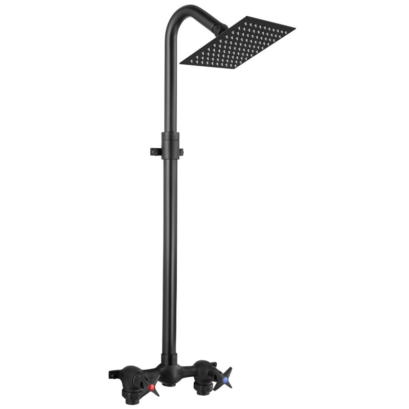 Aolemi Outdoor Shower Kit Fixtures 6 Inch Center with Adjustable Slide Bar6 Inch Showerhead2Handle with Mix ValveMatte Black
