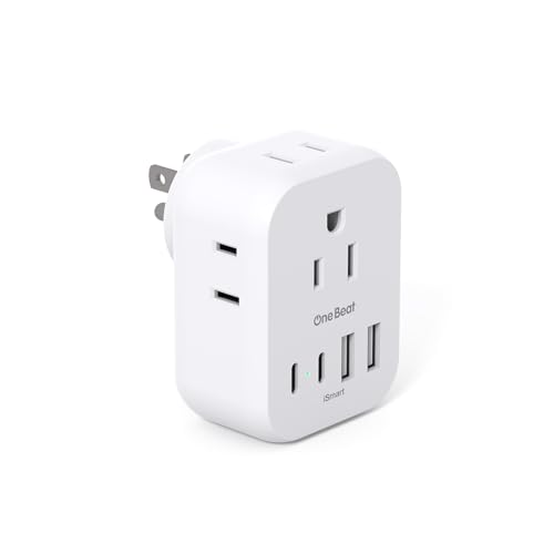 One Beat Travel Cruise Ship Essentials, Multi Plug Wall Outlet Extender with 4 Outlets 4 USB (2 USB-C), Cruise Approved Power Strip Non Surge Protector, Plug Adapter, Travel Cruise Must Have Accessories - Image 1