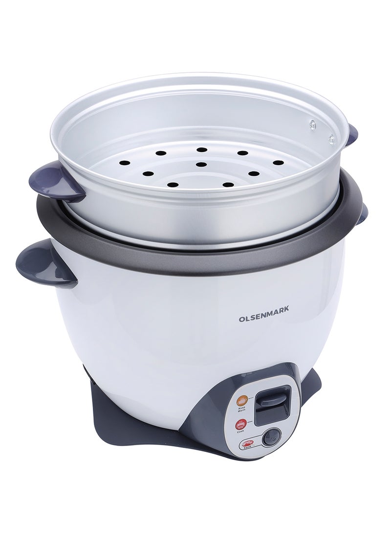 Olsenmark 4-In-1 Automatic Rice And Curry Cooker, Keep Warm and Steam, Tempered Lid, Non Stick Inner Pot 1.8 L 650 W OMRC2117N White/grey - Image 2