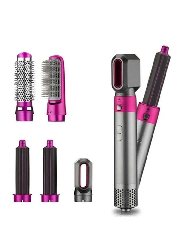 5-In-1 Volumizer Rotating Hair Dryer And Straightener With Comb And Curling Brush Grey 28 x 22 x 5cm - Image 3