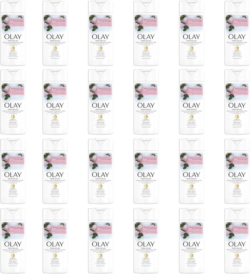 Olay Fresh Outlast Cooling White Strawberry  Mint Scent Hydrating Body Wash for Women 30 oz Pack of 24