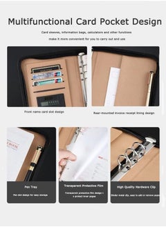 Bukela Binder Folder Meeting Folder Portfolio Organizer With Calculator Notepad Pen File Bag A5 Size  - Image 2