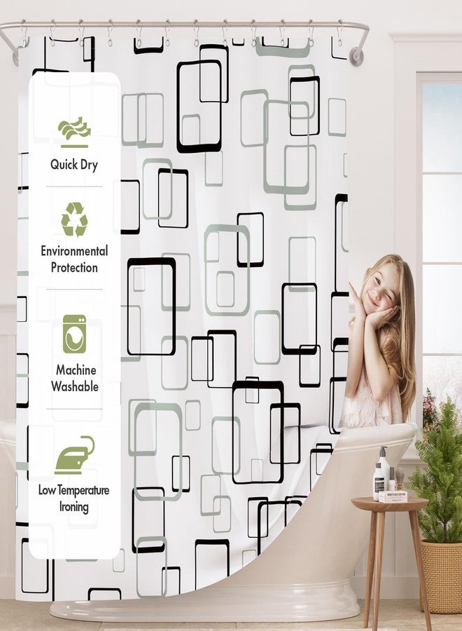 AmazerBath Shower Curtain Grey, Geometric Plaid Cloth Shower Curtain Sets with 12 Shower Curtain Hooks, Washable Fabric White Shower Curtain, Luxury Farmhouse Bathroom Shower Curtain, 72x72 Inches - Image 3