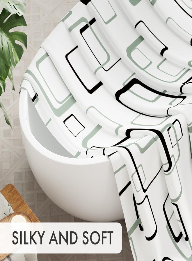 AmazerBath Shower Curtain Grey, Geometric Plaid Cloth Shower Curtain Sets with 12 Shower Curtain Hooks, Washable Fabric White Shower Curtain, Luxury Farmhouse Bathroom Shower Curtain, 72x72 Inches - Image 2