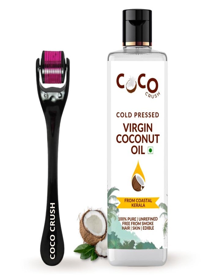 Coco Crush مجموعة زيت جوز الهند البكر المعصور على البارد من كوكو كراش مع أداة ديرما رولر | يعزز نمو الشعر، ويغذي فروة الرأس بعمق، ويحسن امتصاص الزيوت | للرجال والنساء (50 مل + أداة ديرما رولر) - Image 1