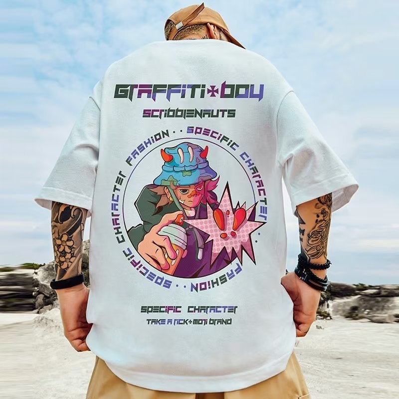 American Style Retro Teenager T-Shirt Men'S Street Fashion Bf Style Casual Loose Short Sleeve Large Size Oversize Half Sleeve - Image 4