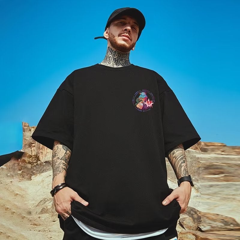 American Style Retro Teenager T-Shirt Men'S Street Fashion Bf Style Casual Loose Short Sleeve Large Size Oversize Half Sleeve - Image 3
