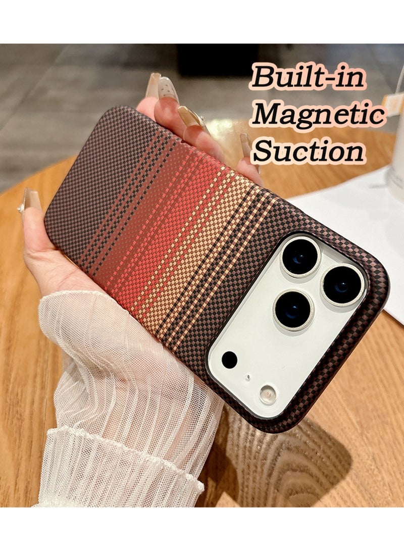 iPhone 17 Pro Max Case Cover,Compatible with MagSafe,Thin & Light Cover,Carbon Fiber Textures Design Kevlar Protection (Sunset) - Image 1